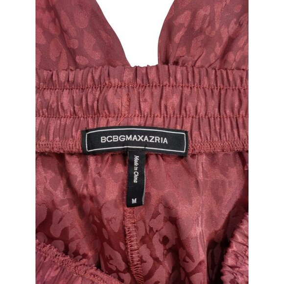 BCBG Max Azria Women's Burgundy Leopard Print Satin Pajama Pants (Medium) - Picture 3 of 8